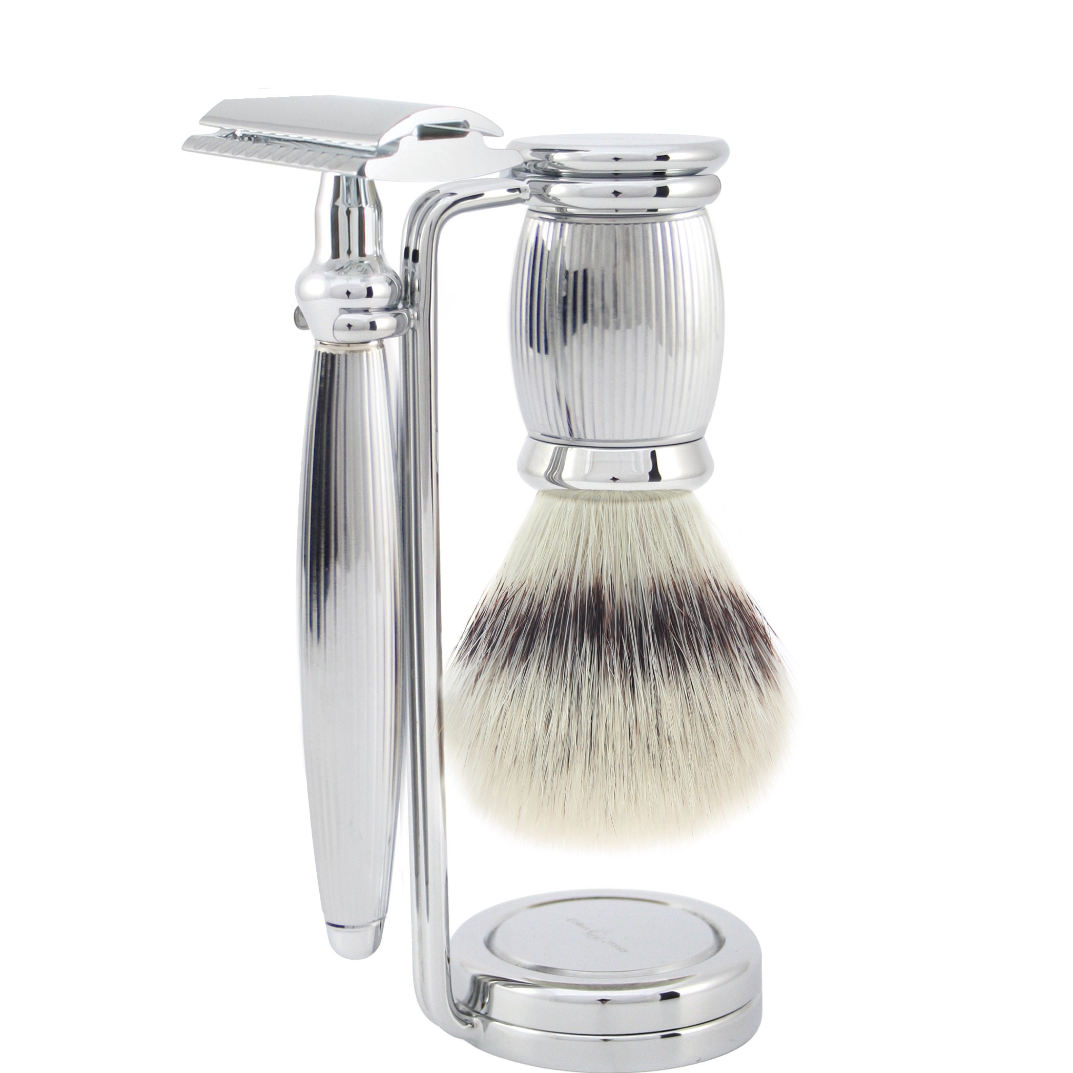 Edwin Jagger 3-delige scheerset Bulbous Lined chroom - 1.1 - EJ-3PCBLISRSYNST