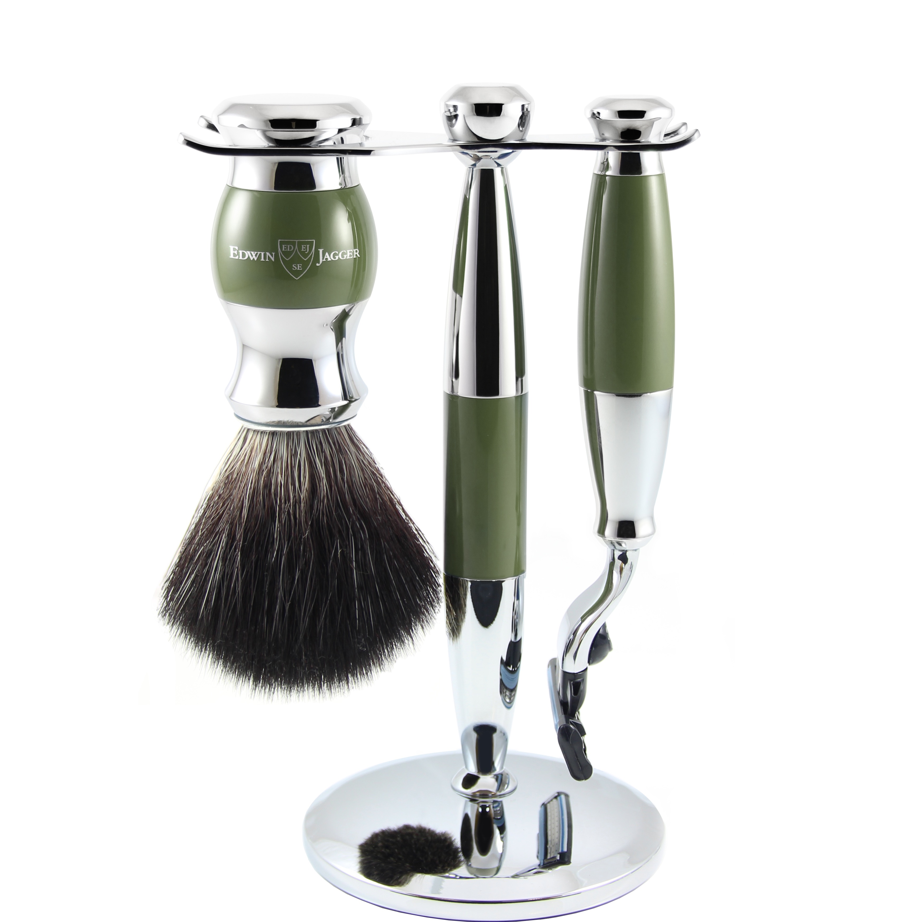 Edwin Jagger 3-delige scheerset Diffusion36 olijf groen - 1.1 - EJ-S21M368CR