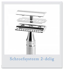 Scheersalon informatie - Verschillende Safety Razors  -  2-delig schroefsysteem