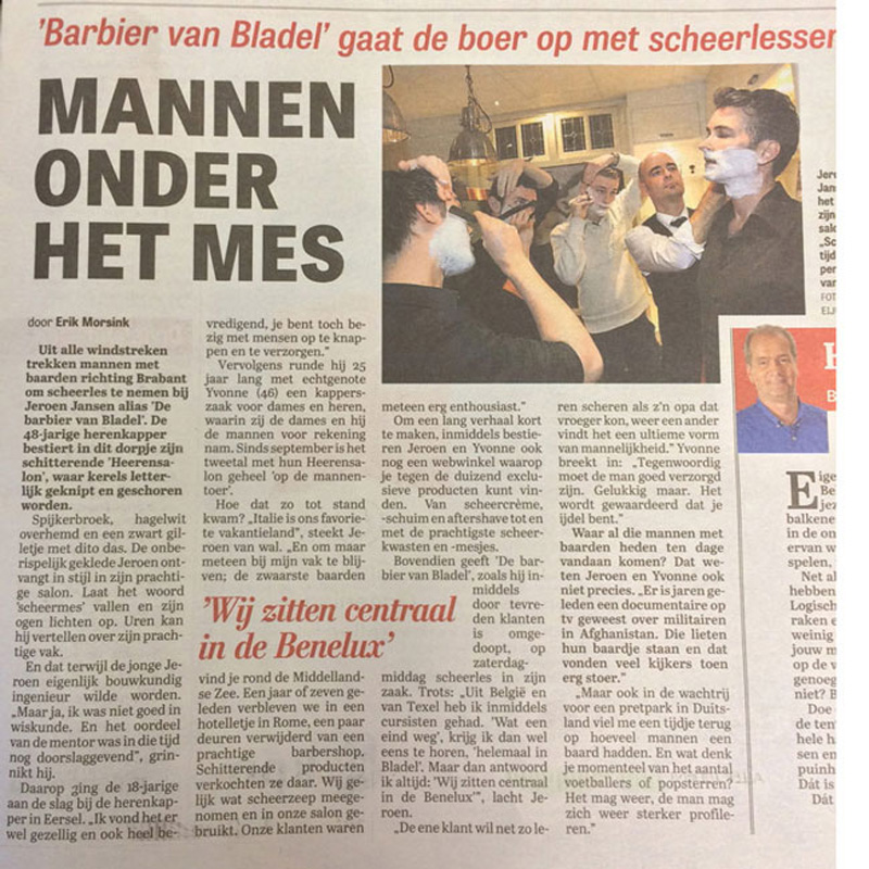 Scheersalon in de media in de Telegraag