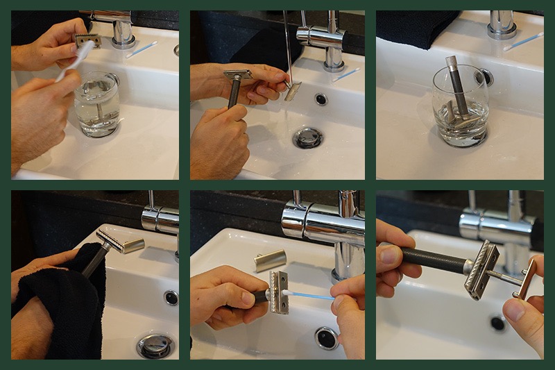 Scheersalon informatie - Onderhoud  Safety Razor  - schoonmaken