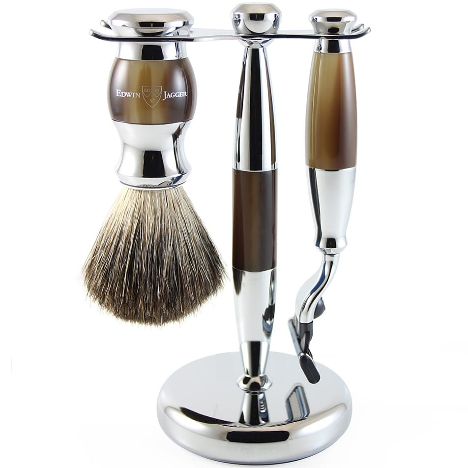 Edwin Jagger scheerset mach3 graudas hoornbruin - 1.1 - EJ-S81M352CR
