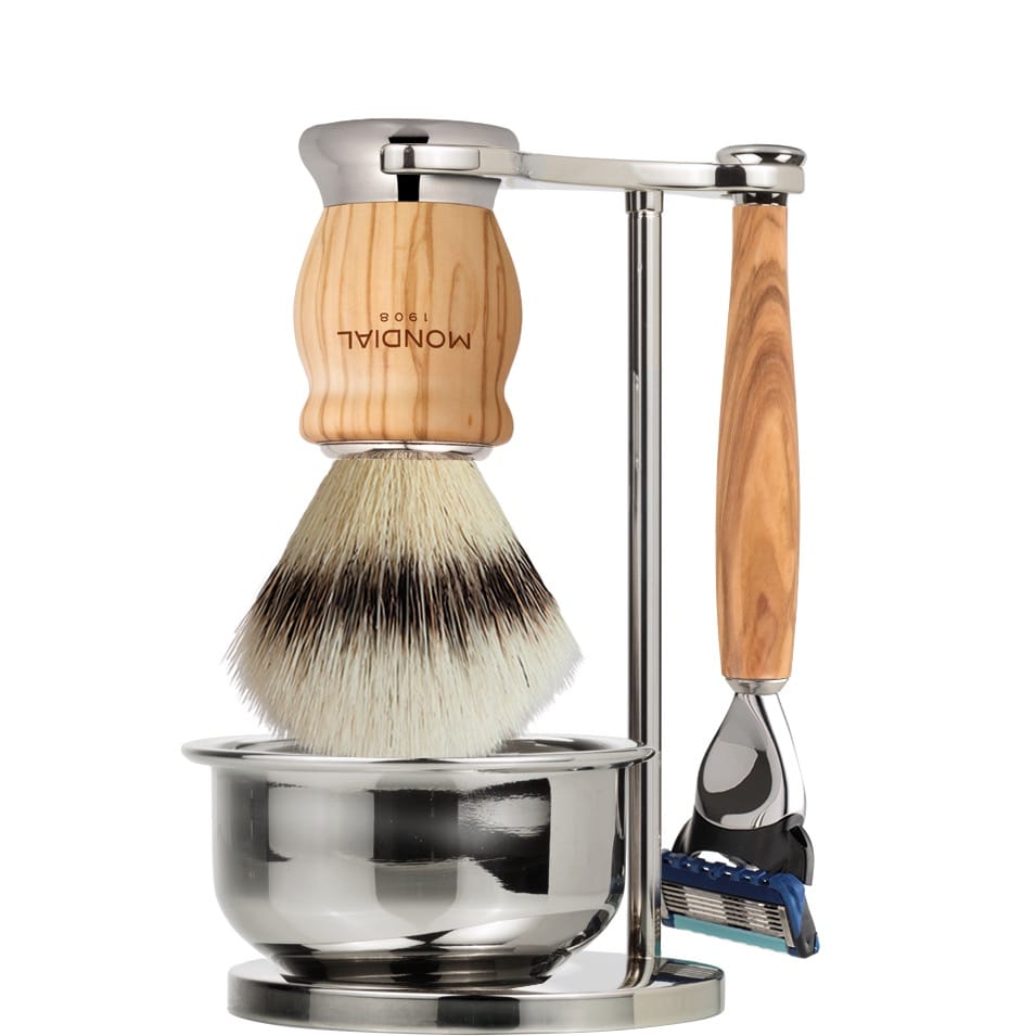 Scheerset & Bowl Oliver Fusion - Silvertip Fibre - Olijf