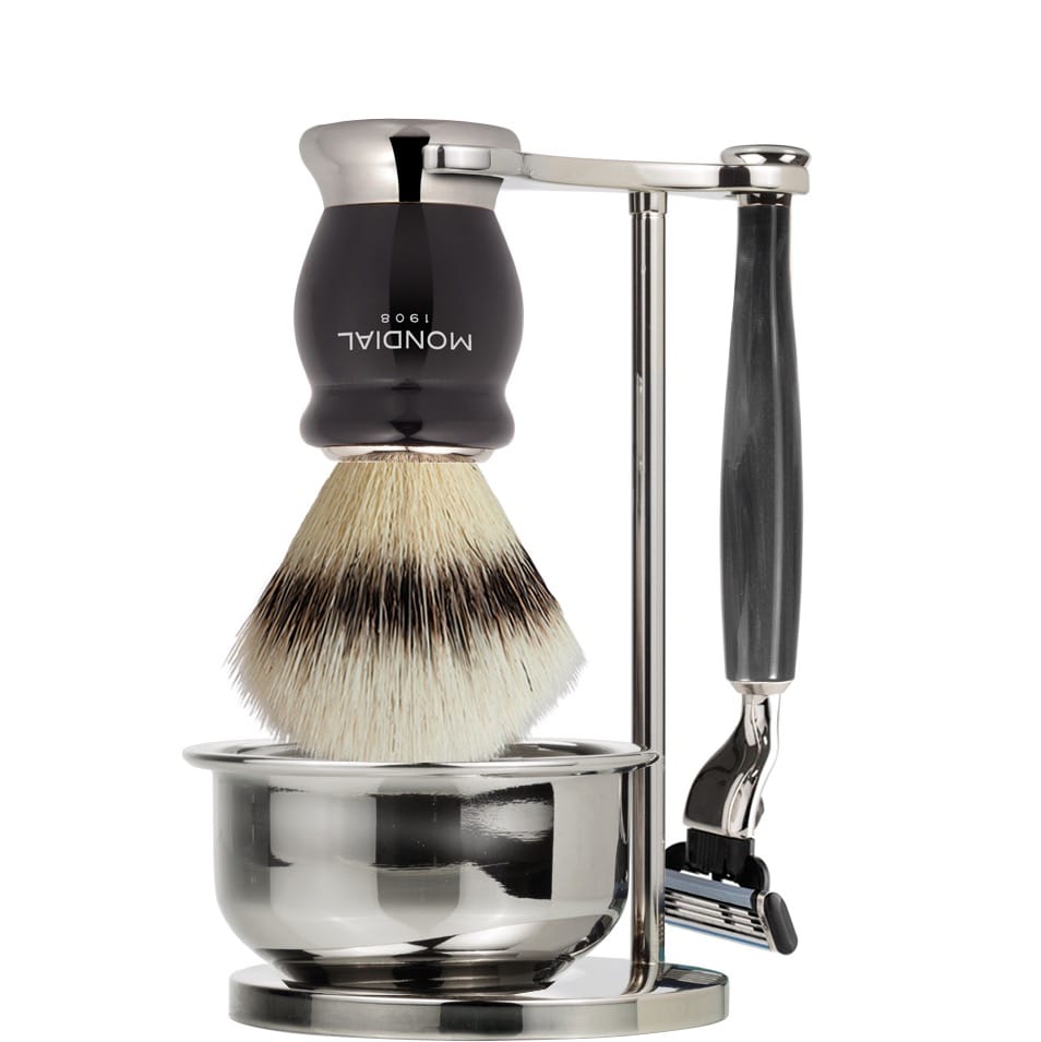 Scheerset & Bowl Moxon Mach3 - Silvertip Fibre - Black Pearl