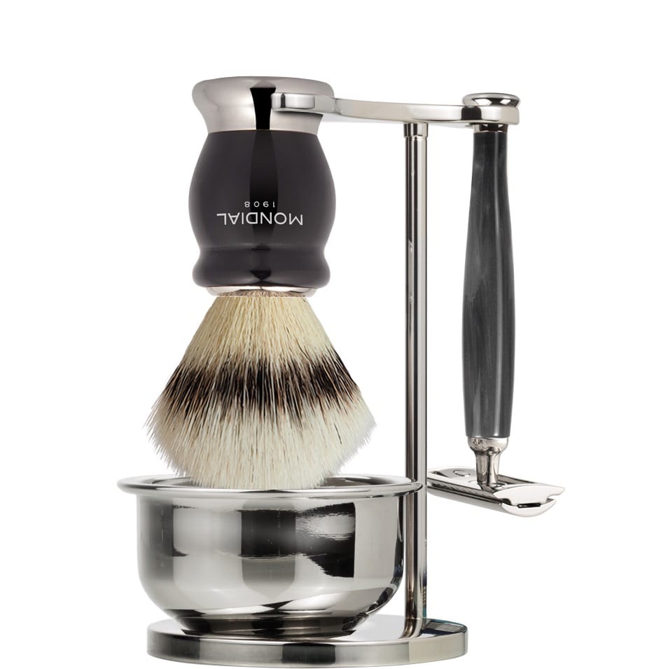 Scheerset & Bowl Moxon Safety Razor - Silvertip Fibre - Black Pearl