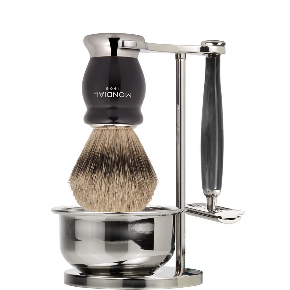 Scheerset & Bowl Moxon Safety Razor - Superbadger Dassenhaar - Black Pearl