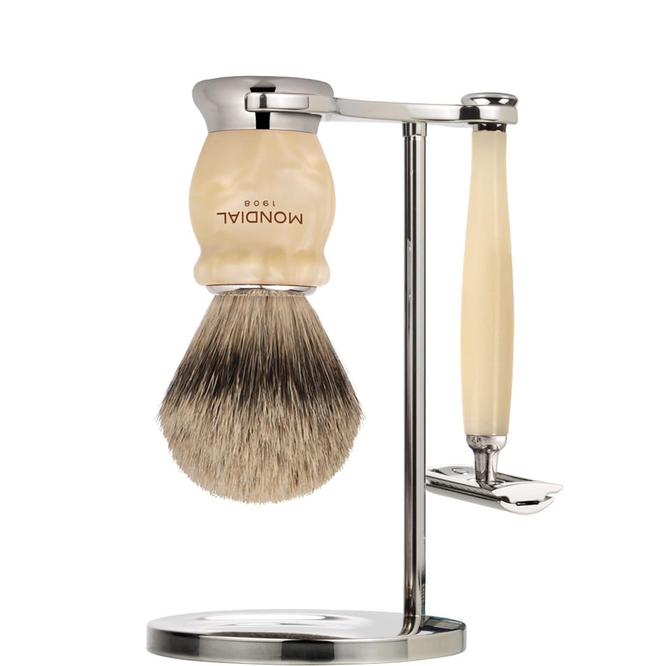 Scheerset Hamilton Safety Razor - Superbadger Dassenhaar - Ivory Pearl