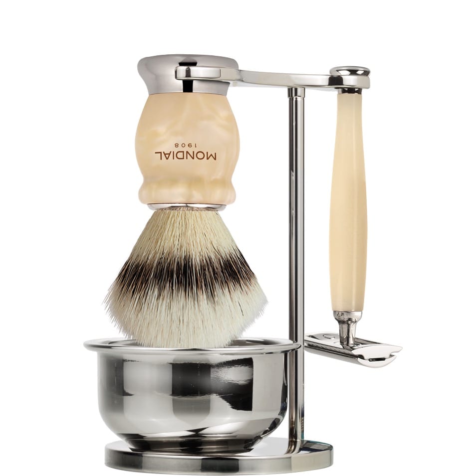 Scheerset & Bowl Hamilton Safety Razor - Silvertip Fibre - Ivory Pearl