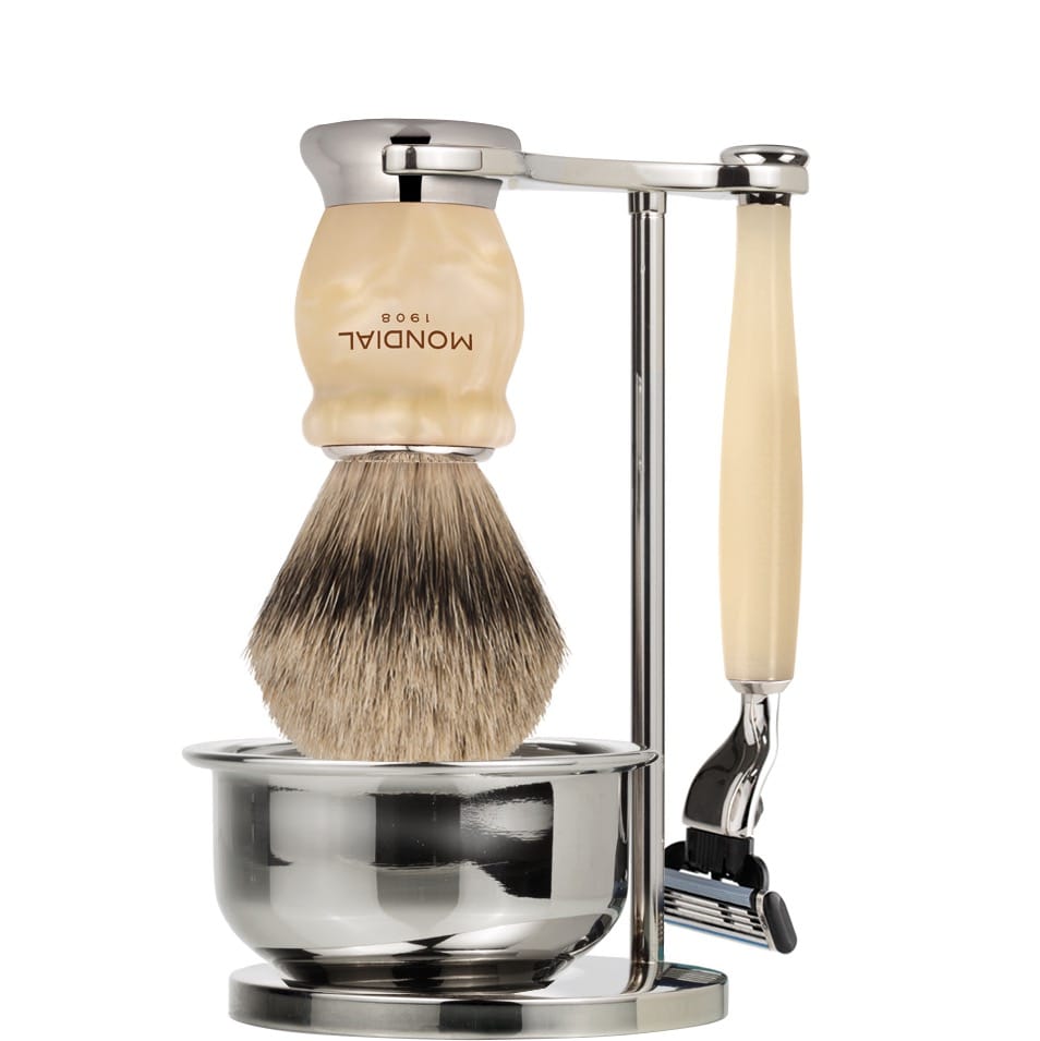 Scheerset & Bowl Hamilton Mach3 - Superbadger Dassenhaar - Ivory Pearl