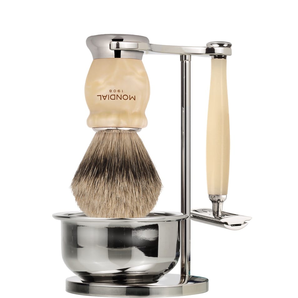 Scheerset & Bowl Hamilton Safety Razor - Superbadger Dassenhaar - Ivory Pearl