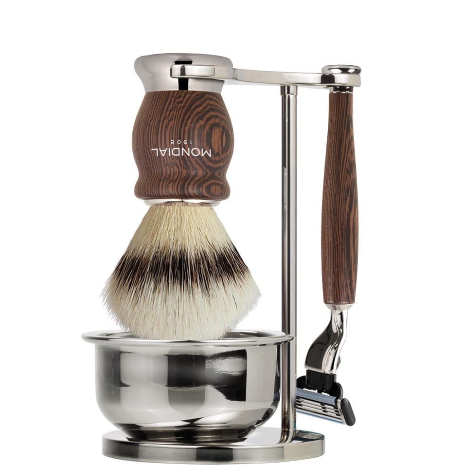 Scheerset & Bowl Hero Mach3 - Silvertip Fibre - Wengé