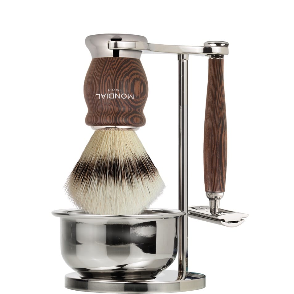 Scheerset & Bowl Hero Safety Razor - Silvertip Fibre - Wengé