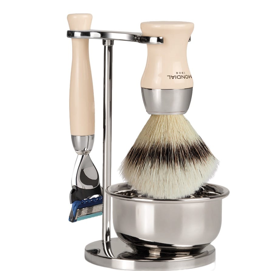 Scheerset & Bowl Heritage Fusion - Silvertip Fibre - Ivoor