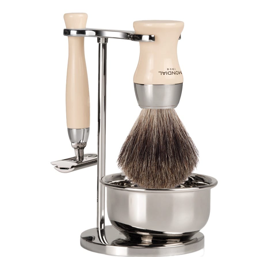 Scheerset & Bowl Heritage Safety Razor - Dassenhaar - Ivoor