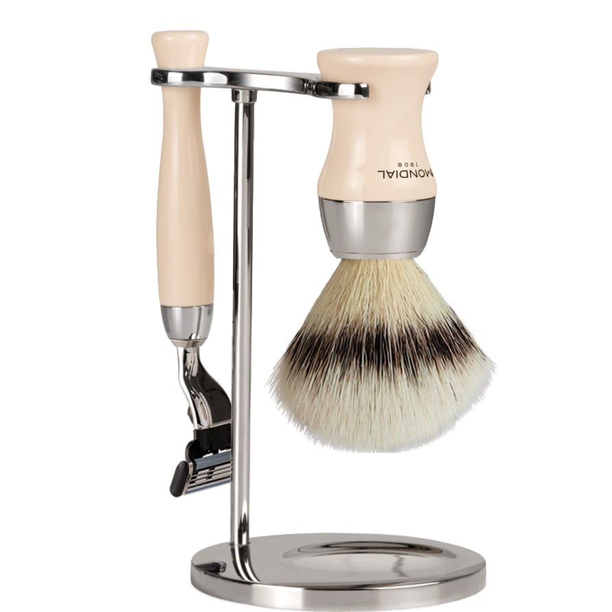 Scheerset Heritage Mach3 - Silvertip Fibre - Ivoor