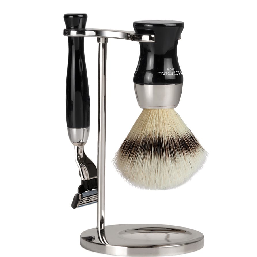 Scheerset Heritage Mach3 - Silvertip Fibre - Zwart