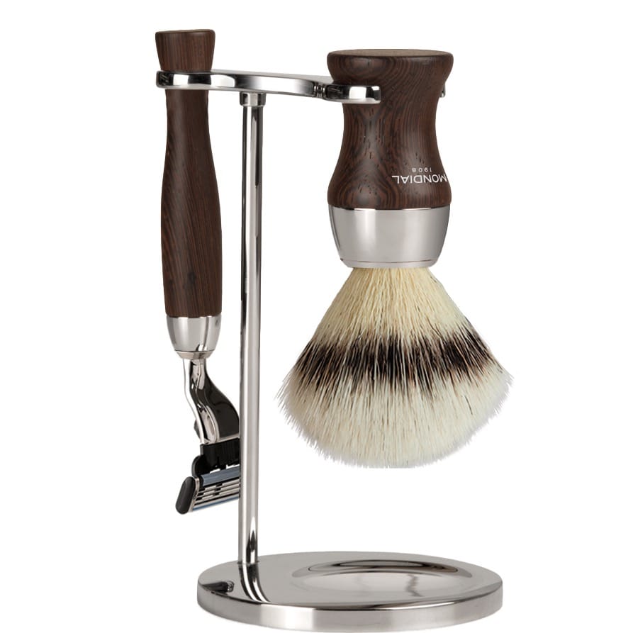 Scheerset Heritage Mach3 - Silvertip Fibre - Wengé