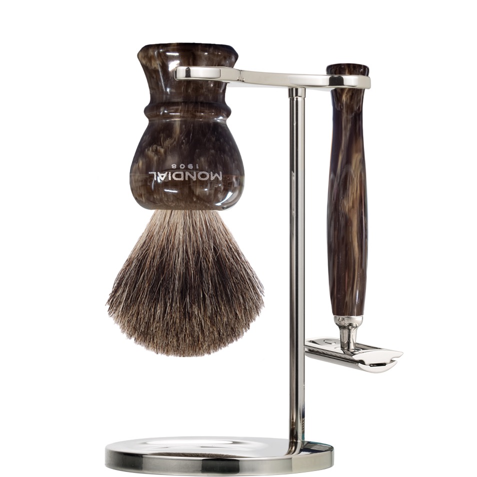 Scheerset Rexton Safety Razor - Dassenhaar - Brown Marble