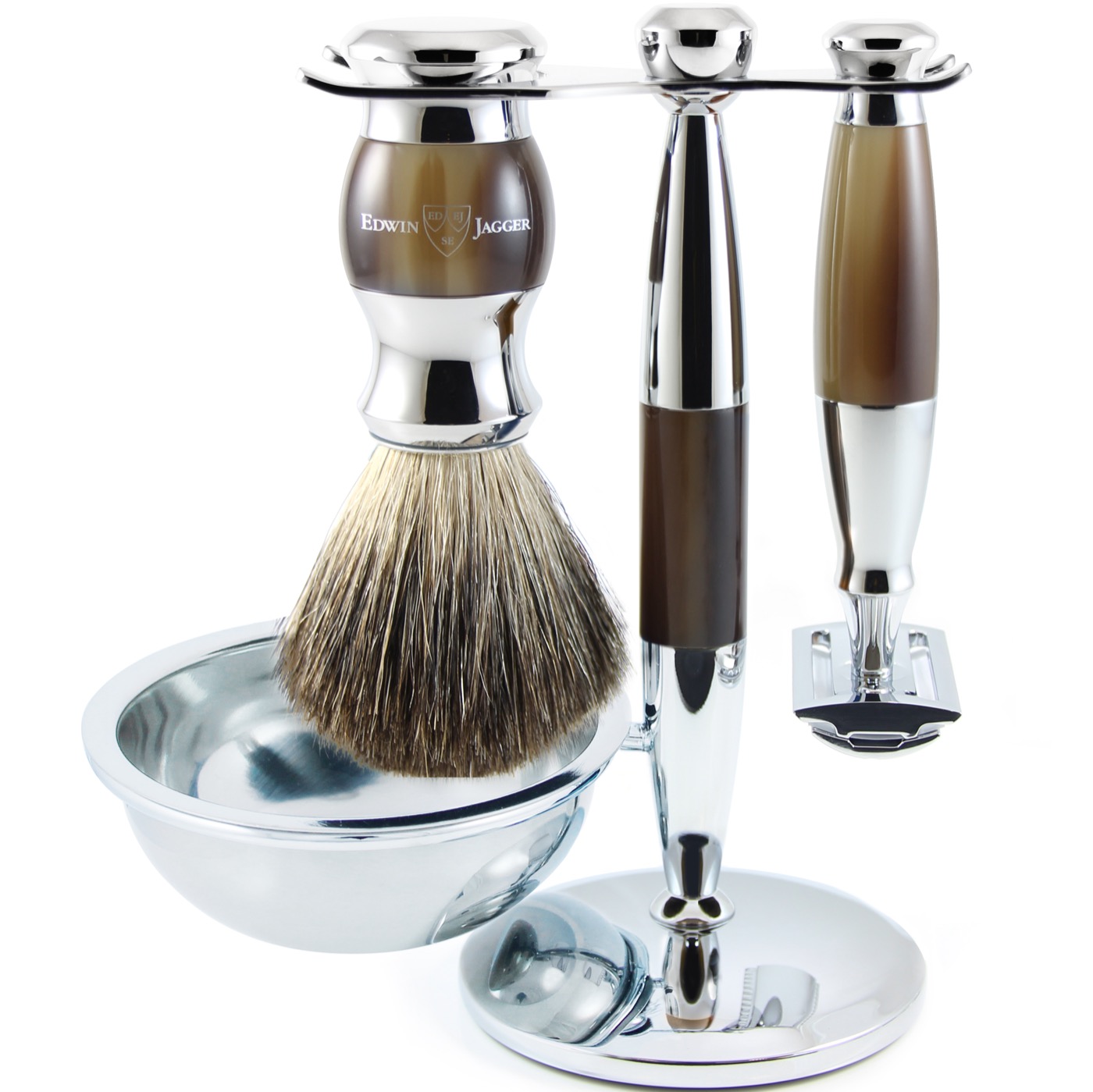 Scheerset met bowl Diffusion 36 - Safety Razor - dashaar - hoornbruin