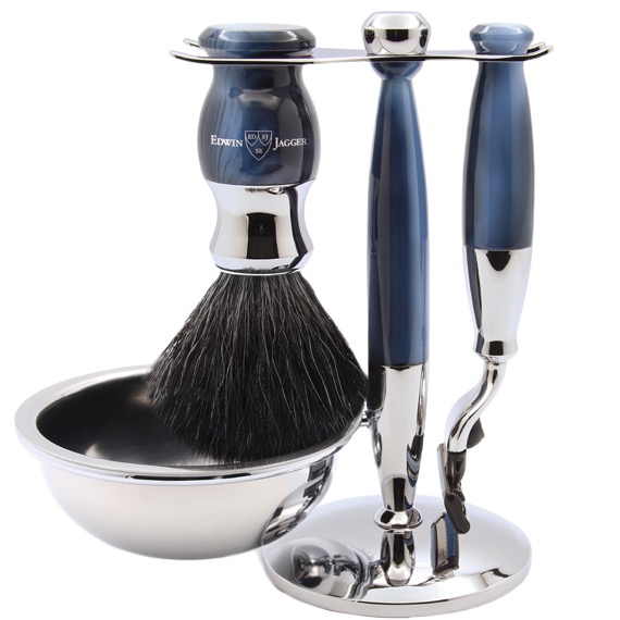 Scheerset met bowl Diffusion 37 - Mach3 - Fibre - Blue Horn