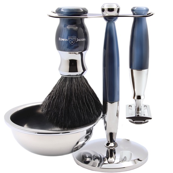 Scheerset met bowl Diffusion 37 - Safety Razor - Fibre - Blue Horn