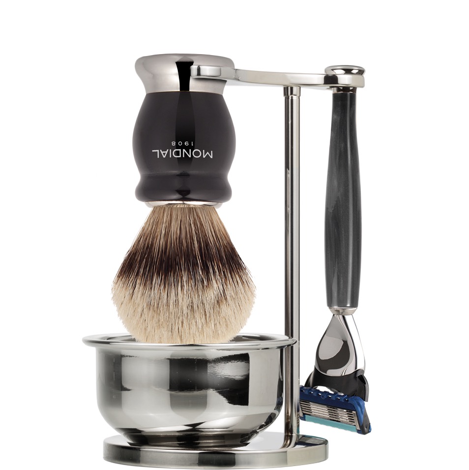 Scheerset & Bowl Moxon Fusion - Silvertip Dassenhaar - Black Pearl