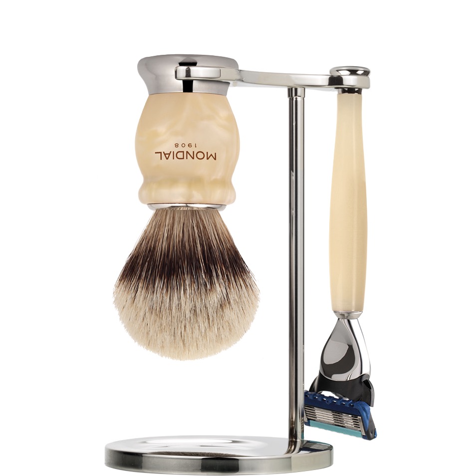 Scheerset Hamilton Scheermes Fusion - Silvertip Dassenhaar - Ivory Pearl