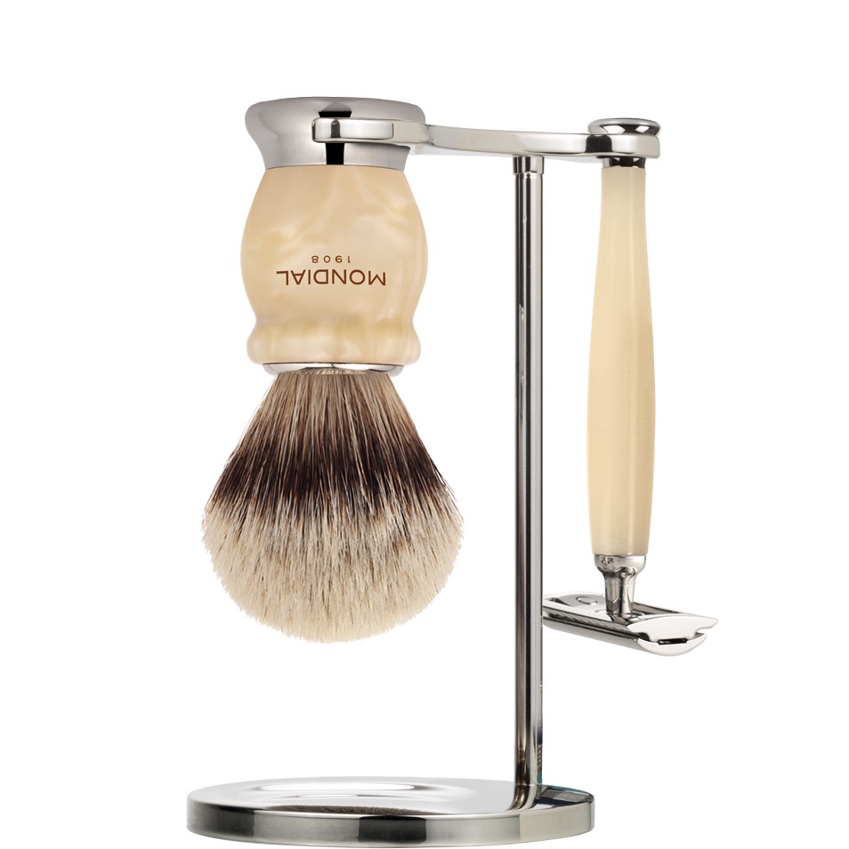 Scheerset Hamilton Safety Razor - Silvertip Dassenhaar - Ivory Pearl