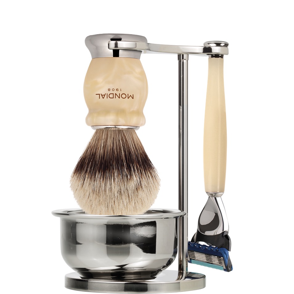 Scheerset & Bowl Hamilton Scheermes Fusion - Silvertip Dassenhaar - Ivory Pearl