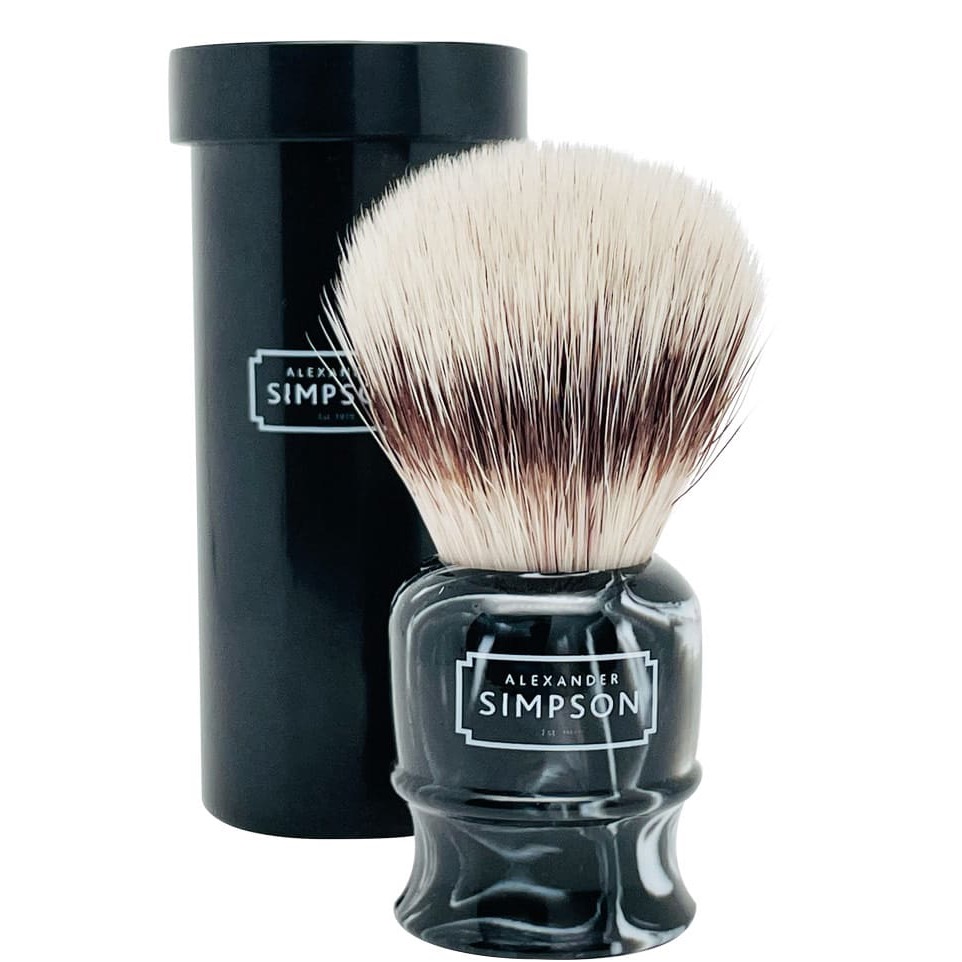Reis Scheerkwast met bewaarkoker Silvertip Fibre - Ebony Marble
