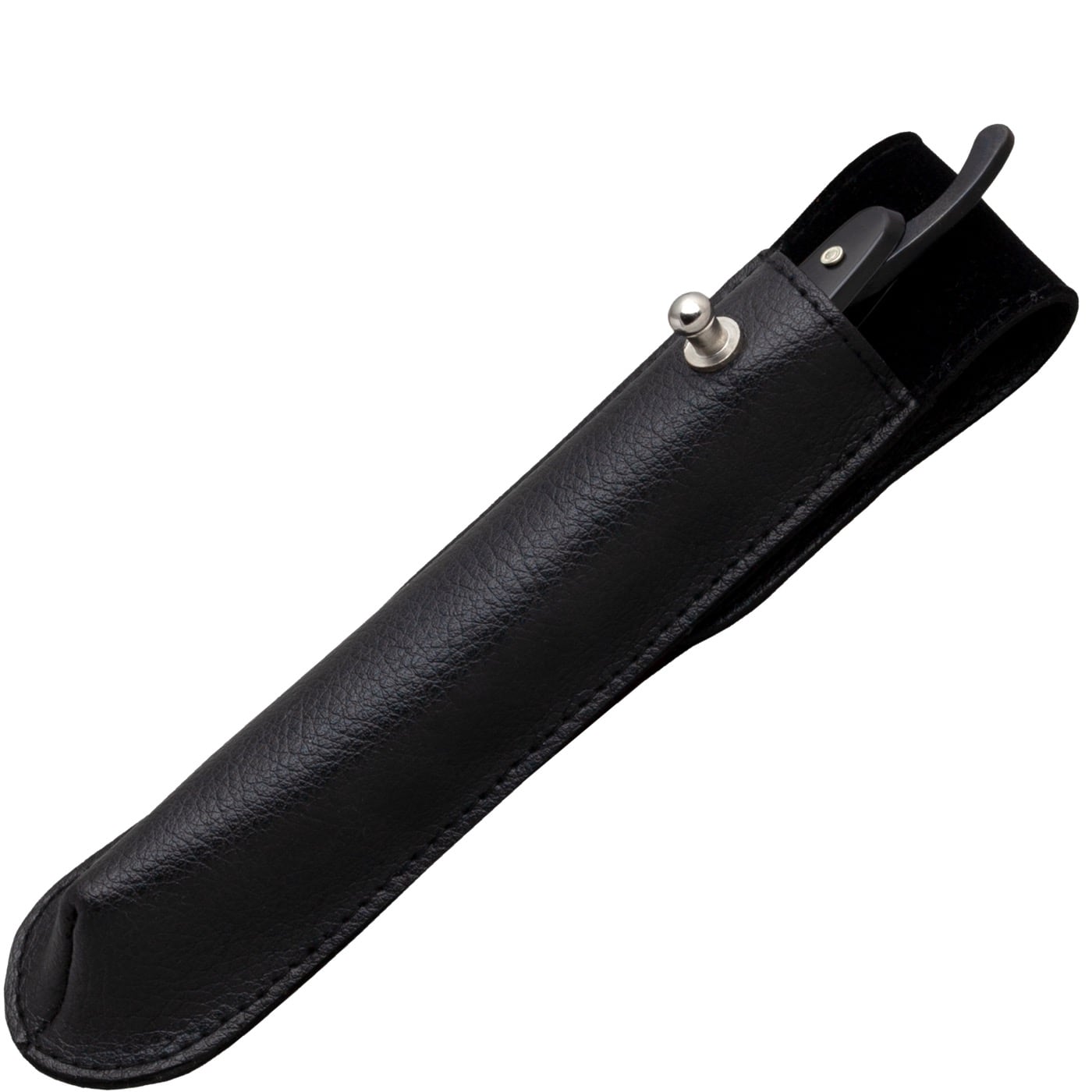 Scheeretui open scheermes - zwart rundleder