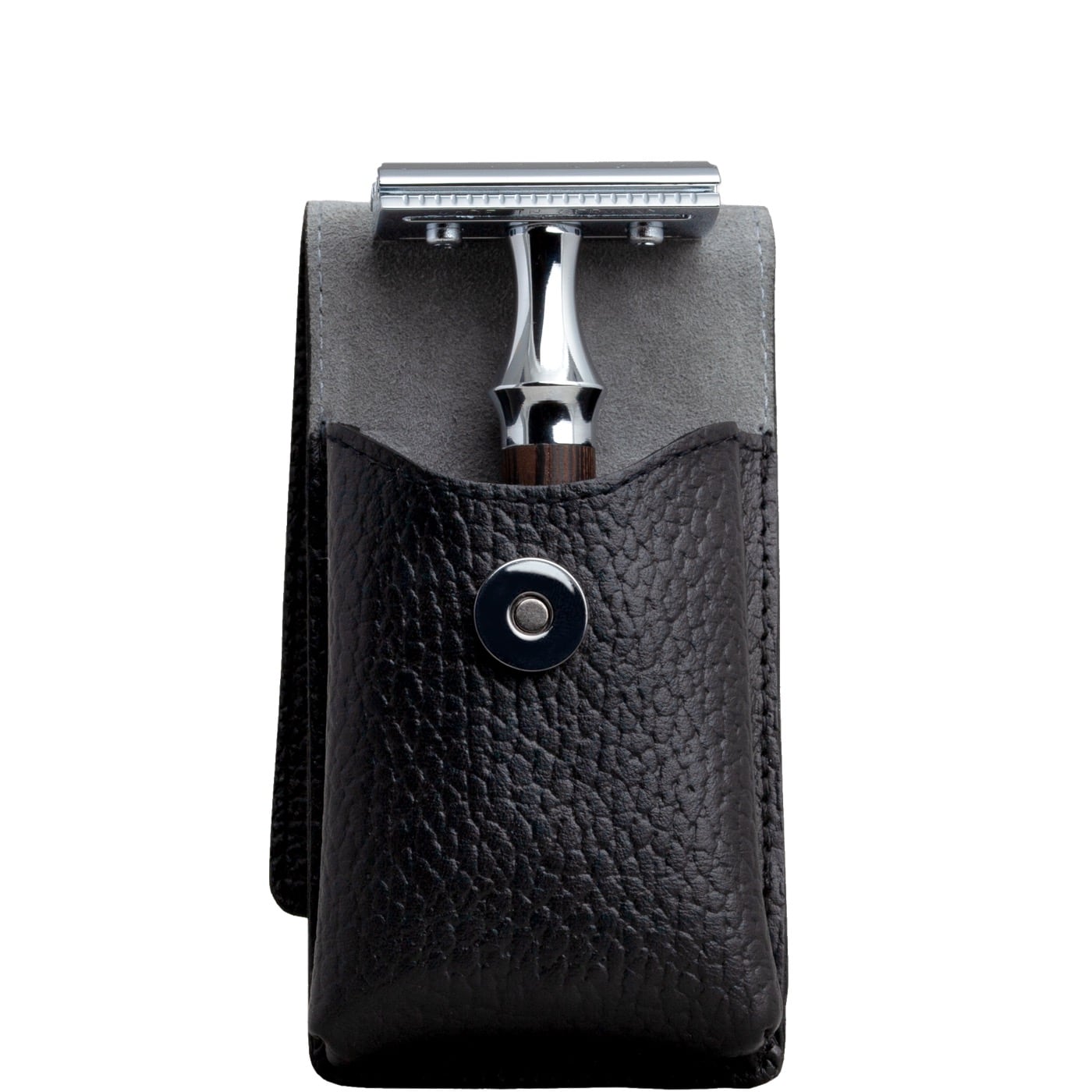 Scheeretui Safety Razors & Blades - zwart rundleder