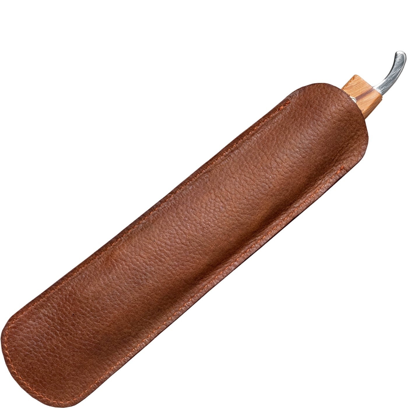 Scheeretui open scheermes - bruin rundleder
