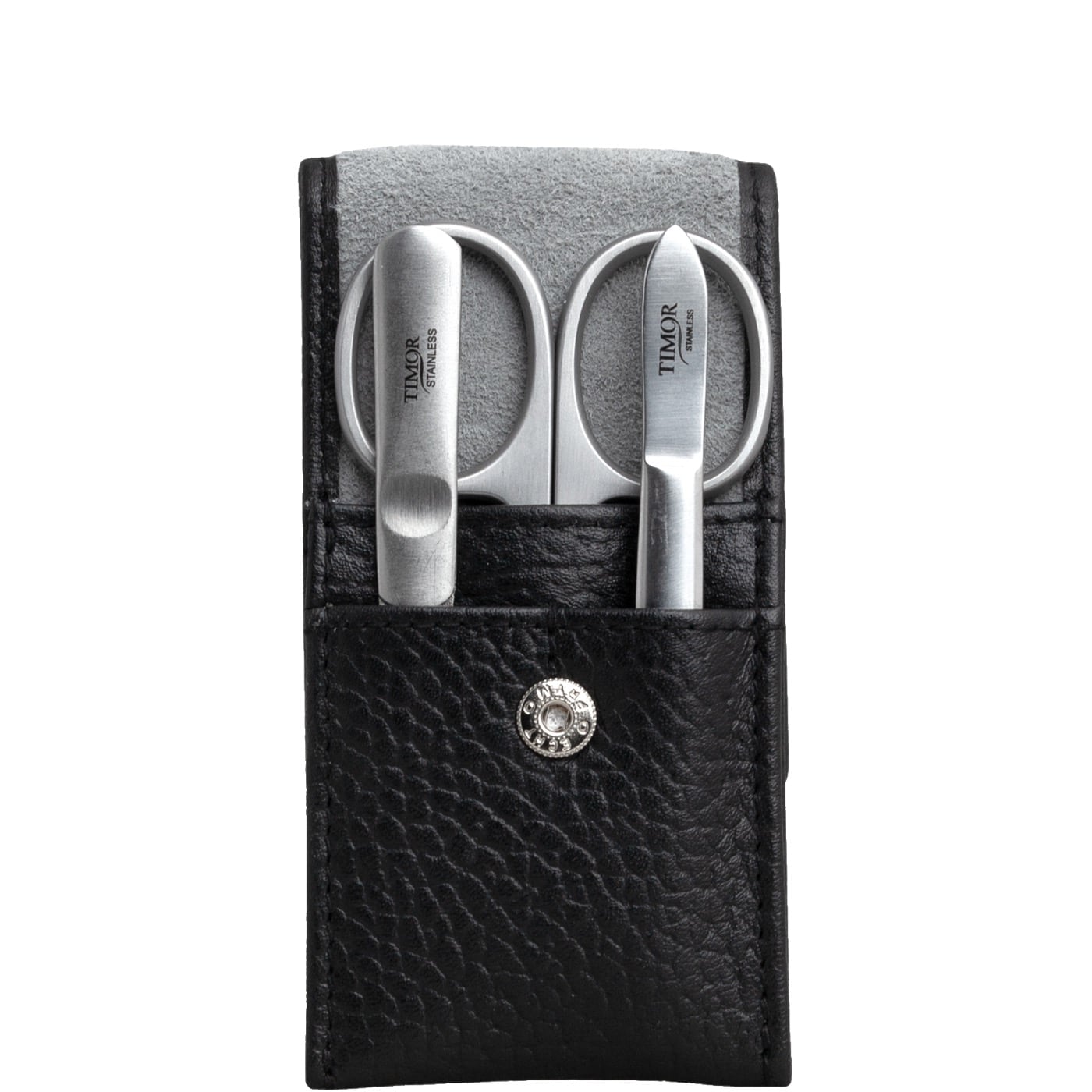 Manicureset 3-delig - zwart rundleder