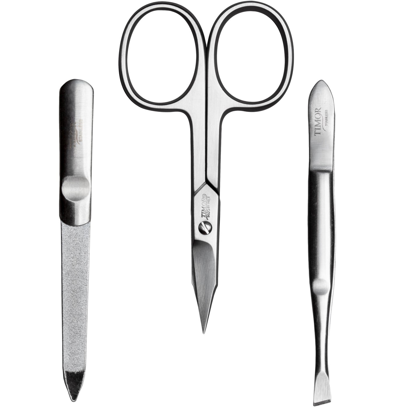 Manicureset 3-delig - zwart rundleder