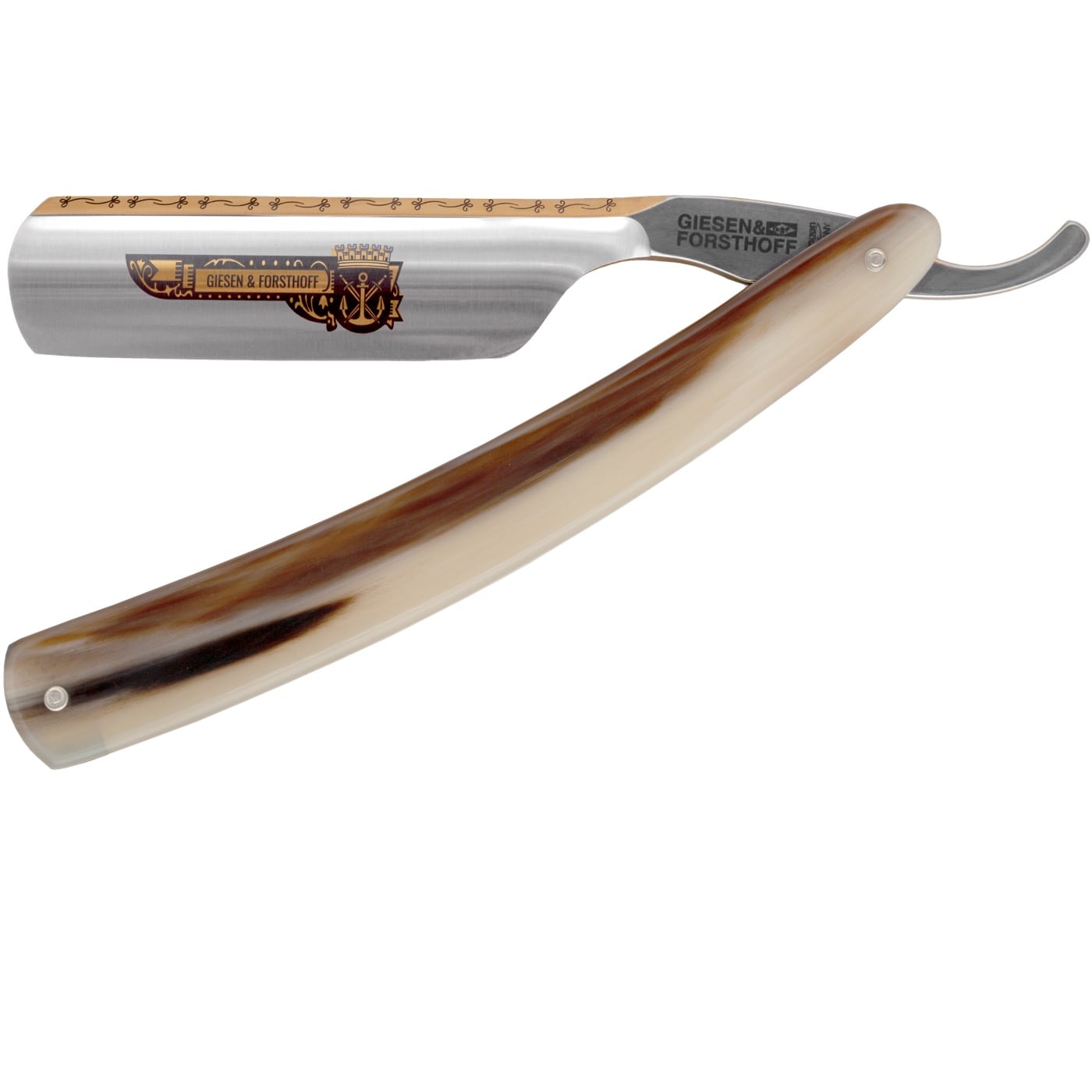 Open Scheermes 6/8" - Solingen crest - Bruin Hoorn