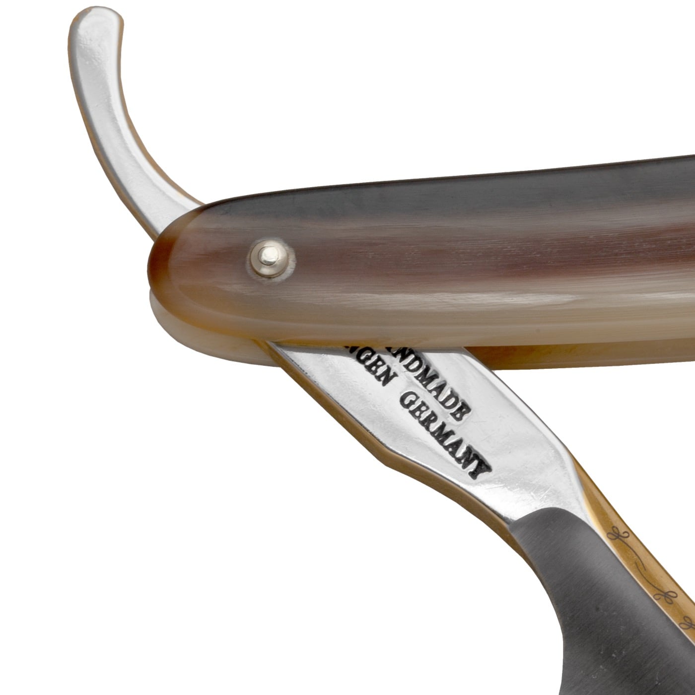 Open Scheermes 6/8" - Solingen crest - Bruin Hoorn