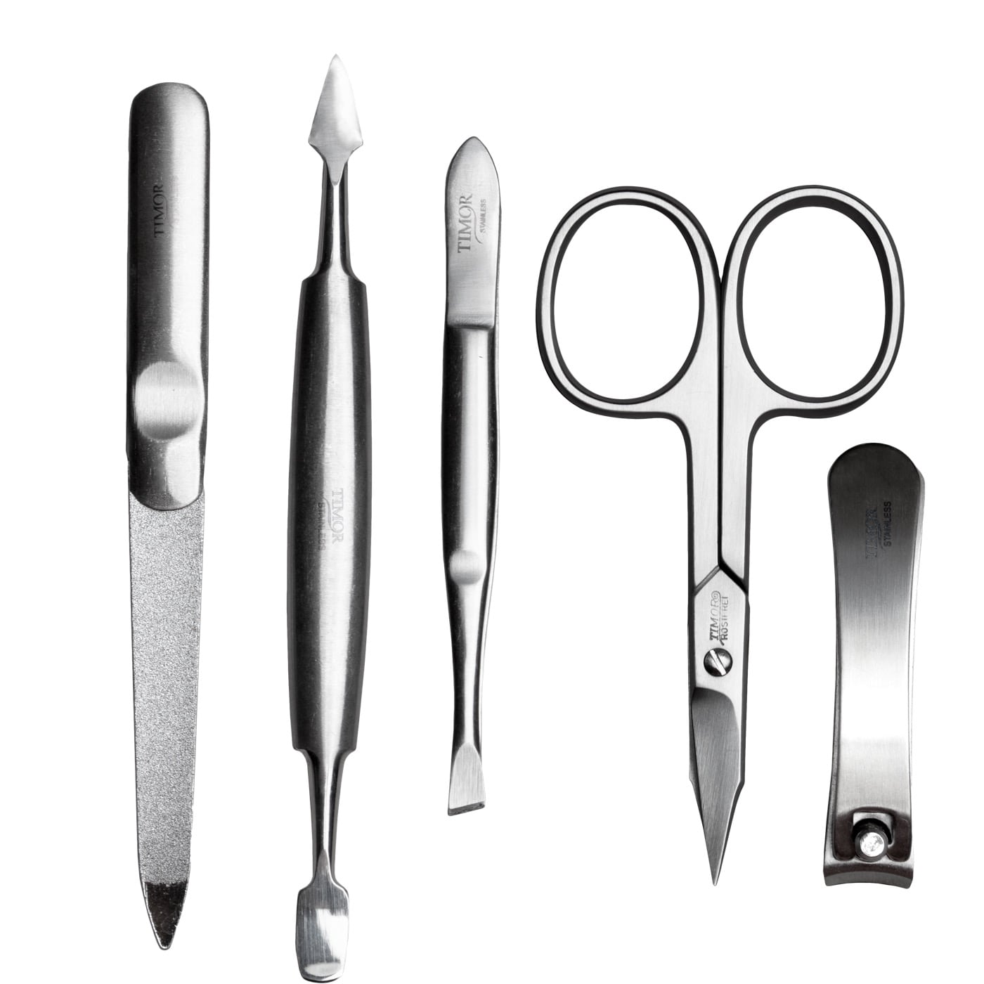 Manicureset 5-delig - rustiek bruin leder