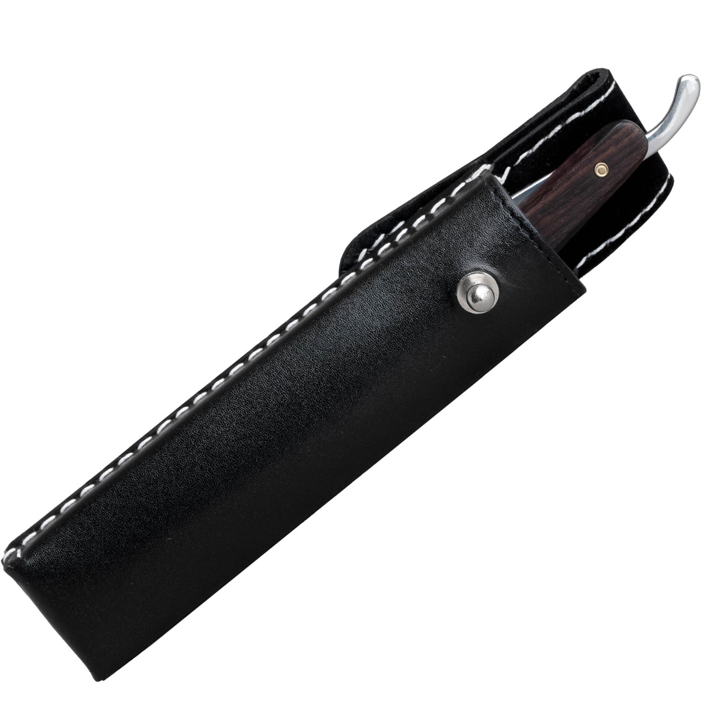 Scheeretui open scheermes - zwart rundleder